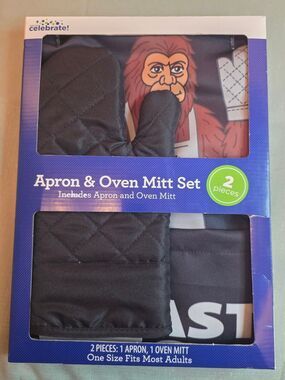 celebrate! Sasquatch Black Apron & Oven Mitt Set - 2 Piece BBQ Kitchen Set